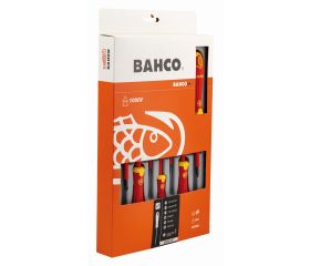 Juego de destornilladores aislados VDE BahcoFit con mango multicomponente y comprobador de tensión de 150 V-250 V - siete unidades | B220.027