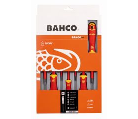 Juego de destornilladores aislados VDE BahcoFit con mango multicomponente y comprobador de tensión de 150 V-250 V - siete unidades | B220.027