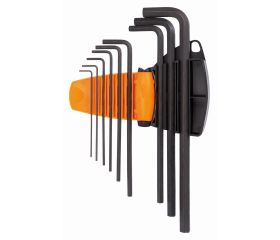 Juego de llaves hexagonales tipo allen con bola, largas y métricas con soporte bi-componente compacto (9 piezas) | BE-9588