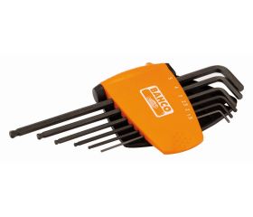 Juego de llaves hexagonales tipo allen con bola, largas, métricas y fosfatadas, 1,5-5 mm (6 piezas) | BE-9676