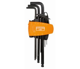 Juego de llaves hexagonales tipo allen con bola y métricas, con soporte bi-componente imantado y compacto (9 piezas) | BE-9688