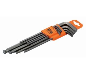 Juego de llaves hexagonales tipo allen largas con bola métricas con acabado fosfatado - nueve unidades | BE-9770