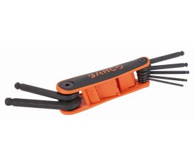 Juego de llaves hexagonales tipo allen en navaja, con bola, métricas y con mango bi-componente (7 piezas) | BE-9776B