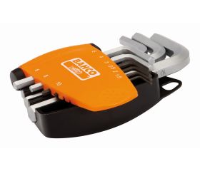 Juego de llaves hexagonales tipo allen métricas con acabado fosfatado/cromado y soporte bi-componente compacto (9 piezas) | BE-9778