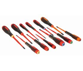 Juego de destornilladores aislados VDE Slim ERGO™ con mango de tres componentes 12 mm - 12 unidades | BE-9878SL