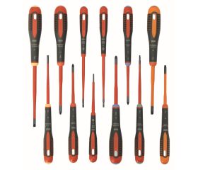 Juego de destornilladores aislados VDE Slim ERGO™ con mango de tres componentes 12 mm - 12 unidades | BE-9878SL