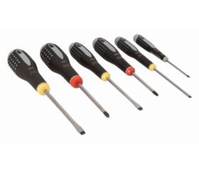Juego de destornilladores ranurados/Phillips ERGO™ con mango de goma: 6 piezas | BE-9881