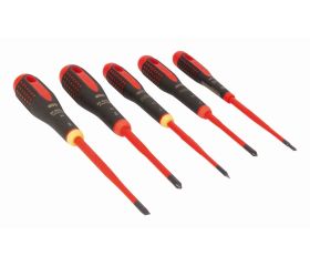 Juego de destornilladores Phillips y ranurados aislados VDE Slim ERGO™ con mango de tres componentes - cinco unidades | BE-9881SL