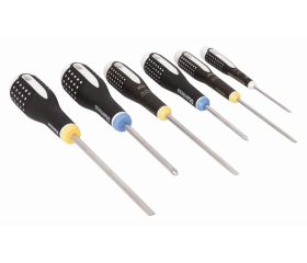 Juego de destornilladores ranurados/Pozidriv de acero inoxidable ERGO™: 6 piezas | BE-9882i