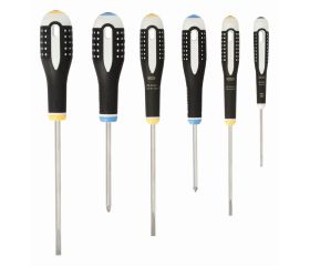 Juego de destornilladores ranurados/Pozidriv de acero inoxidable ERGO™: 6 piezas | BE-9882i