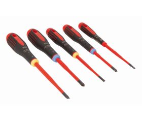 Juego de destornilladores Pozidriv y ranurados aislados VDE Slim ERGO™ con mango de tres componentes - cinco unidades | BE-9882SL