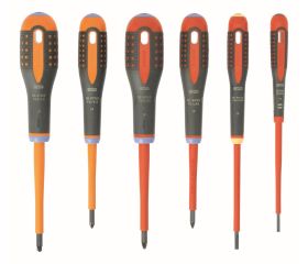 Juego de destornilladores de punta Combi ranurada y Pozidriv, aislados VDE ERGO™ y con mango de tres componentes (6 piezas) | BE-9884S