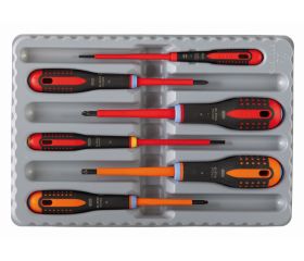 Juego de destornilladores de punta Combi ranurada y Pozidriv, aislados VDE ERGO™ y con mango de tres componentes (6 piezas) | BE-9884S