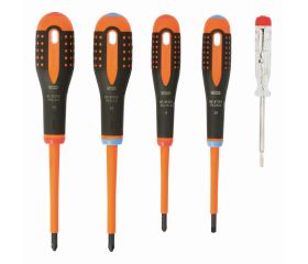 Juego de destornilladores de punta Combi ranurada, Phillips y Pozidriv, aislados VDE ERGO™ y con mango de tres componentes (5 piezas) | BE-9885S
