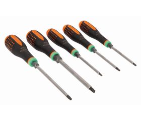 Juego de destornilladores hexagonales de bola/TORX® de varilla pasante con mango anti-impacto - 5 unidades | BE-9885TB