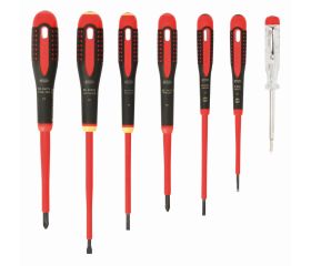 Juego de destornilladores ranurados y Phillips aislados VDE ERGO™ con mango de tres componentes (7 piezas) | BE-9887S