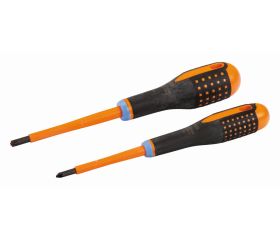 Juego de destornilladores de punta Combi ranurada y Pozidriv, aislados VDE ERGO™ y con mango de tres componentes (2 piezas) | BE-9890S