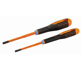 Juego de destornilladores delgados y aislados VDE ERGO™ con mango de tres componentes para armarios eléctricos y terminales (2 piezas) | BE-9890SL