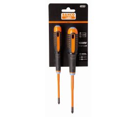 Juego de destornilladores delgados y aislados VDE ERGO™ con mango de tres componentes para armarios eléctricos y terminales (2 piezas) | BE-9890SL