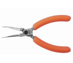 Alicates de boca semirredonda de aguja compactos con punta curvada a 45° y mangos de PVC naranjas | C3745
