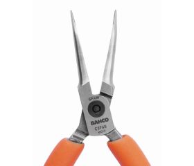 Alicates de boca semirredonda de aguja compactos con punta curvada a 45° y mangos de PVC naranjas | C3745