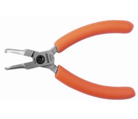 Alicates de boca semirredonda compactos con punta curvada a 90° y mangos de PVC naranjas | C3790