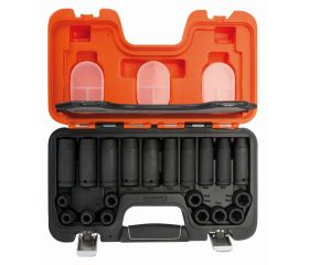 Juego de vasos de impacto combinados, fosfatados, con cuadrado de 1/2