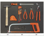Composición de alicates, herramientas de medición y golpeo en bandeja de foam 3/3 Fit&Go, 18 piezas | FF1A03