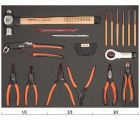 Composición de alicates y herramientas de golpeo en bandeja de foam 3/3 Fit&Go, 18 piezas | FF1A114