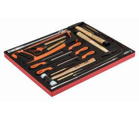 Juego de herramientas de golpeo y limas en bandeja de foam 3/3 Fit&Go, 19 piezas | FF1A12