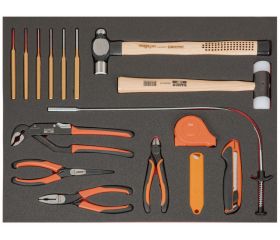 Composición de herramientas de corte y golpeo en bandeja de foam 3/3 Fit&Go (11 piezas) | FF1A127