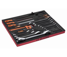 Juego de llaves y limas en bandeja de foam 3/3 Fit&Go, 18 piezas | FF1A128