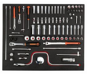 Juego de carraca de cabeza tipo pera y vasos de 1/4