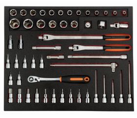 Juego de vasos y puntas en bandeja de foam 3/3 Fit&Go, 53 piezas | FF1A130