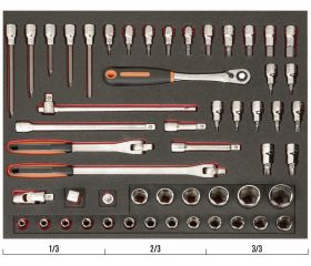 Juego de vasos y puntas en bandeja de foam 3/3 Fit&Go, 53 piezas | FF1A130