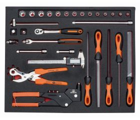 Juego de vasos y limas variadas en bandeja de foam 3/3 Fit&Go, 31 piezas | FF1A132