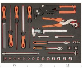 Juego de vasos y limas variadas en bandeja de foam 3/3 Fit&Go, 31 piezas | FF1A132