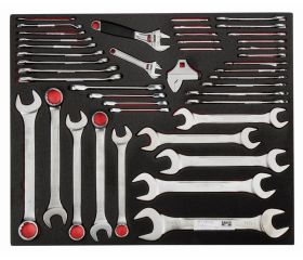 Juego de llaves combinadas y fijas de dos bocas imperiales en bandeja de foam 3/3 Fit&Go (43 piezas) | FF1A14