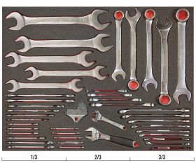 Juego de llaves combinadas y fijas de dos bocas imperiales en bandeja de foam 3/3 Fit&Go (43 piezas) | FF1A14