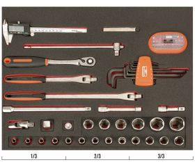 Juego de cinta métrica, vasos y puntas en bandeja de foam 3/3 Fit&Go, 71 piezas | FF1A142