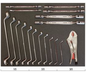 Bandeja de foam 3/3 de Bahco Fit&Go con juego de llaves de estrella acodada, vasos articulados y mordazas grip , 18 piezas | FF1A20