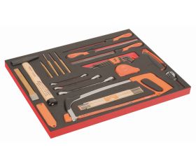 Juego de herramientas de golpeo y corte, limas y llaves acodadas en bandeja de foam 3/3 Fit&Go con marcado láser (36 piezas) | FF1A216LM