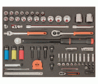 Juego de llave dinamométrica de disparo con visor, vasos para bujías y vasos de 1/4" en bandeja de foam 3/3 Fit&Go con marcado láser (79&nbsp;piezas) | FF1A218LM
