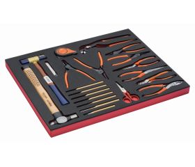 Juego de cinta métrica, herramientas de golpeo y alicates en bandeja de foam 3/3 Fit&Go, 21 piezas | FF1A23