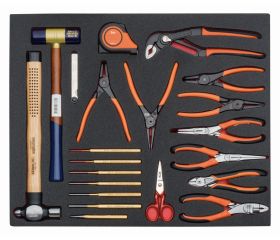 Juego de cinta métrica, herramientas de golpeo y alicates en bandeja de foam 3/3 Fit&Go, 21 piezas | FF1A23