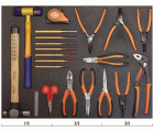 Juego de cinta métrica, herramientas de golpeo y alicates en bandeja de foam 3/3 Fit&Go, 21 piezas | FF1A23