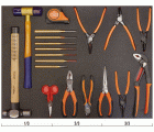 Juego de cinta métrica, herramientas de golpeo y alicates en bandeja de foam 3/3 Fit&Go (19&nbsp;piezas) | FF1A24