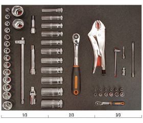Juego de carraca de cabeza redonda y vasos en bandeja de foam 3/3 Fit&Go, 50 piezas | FF1A25