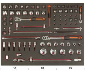 Juego de carraca de cabeza tipo pera/redonda y vasos de 1/4