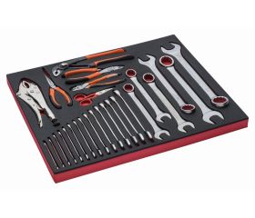 Juego de alicates y llaves en bandeja de foam 3/3 Fit&Go, 27 piezas | FF1A26